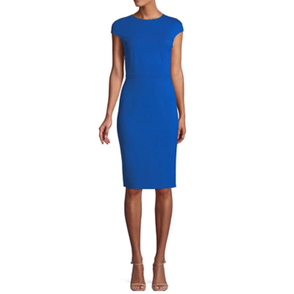Diane Von Furstenberg $300 Hadlie French Blue Sheath Knit Midi Dress Sz 6 EUC